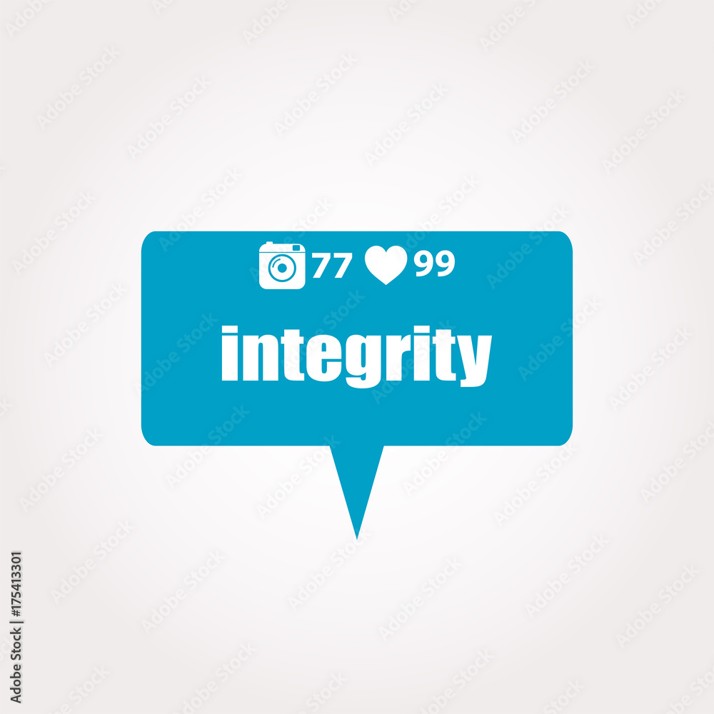 business concept. word integrity . Labels with text, heart, camera and counters business concept. word integrity . Labels with text, heart, camera and counters