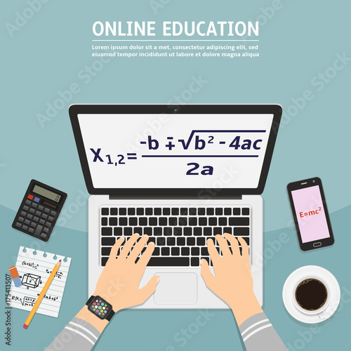 Flat design modern vector illustration concept of online education