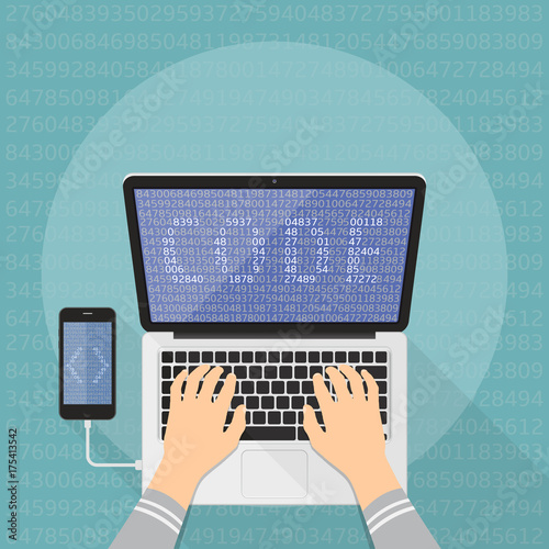 Programming and coding concept. Programmer coding on laptop computer.