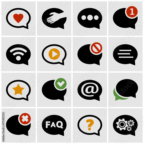 Speech bubble icons set for web and mobile application