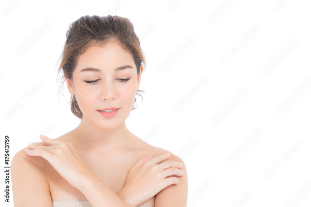 Beautiful girl with makeup, woman and skin care cosmetic concept / attractive beauty asian girl on face isolated on white background. Beautiful girl with makeup, woman and skin care cosmetic concept / attractive beauty asian girl on face isolated on white background.
