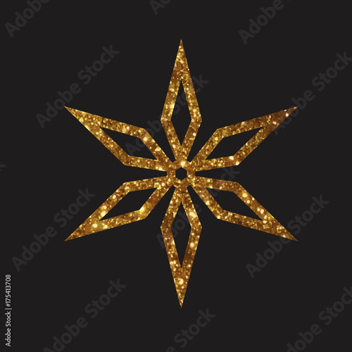 Golden glitter retro plant deocration flat icon