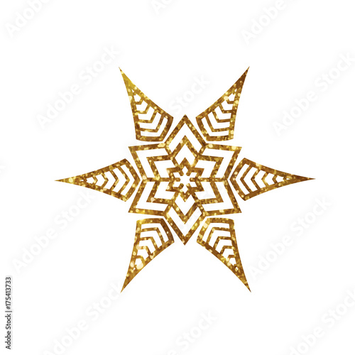 Golden glitter retro plant deocration flat icon