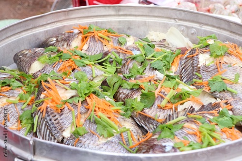 Steamed fish at street food