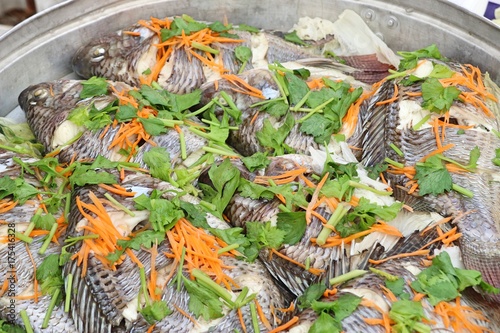 Steamed fish at street food © oilslo