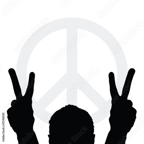 man silhouette with peace symbol illustration