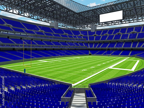 Modern American football Stadium with blue seats