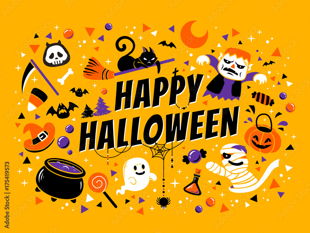 Happy halloween poster vector de Stock | Adobe Stock