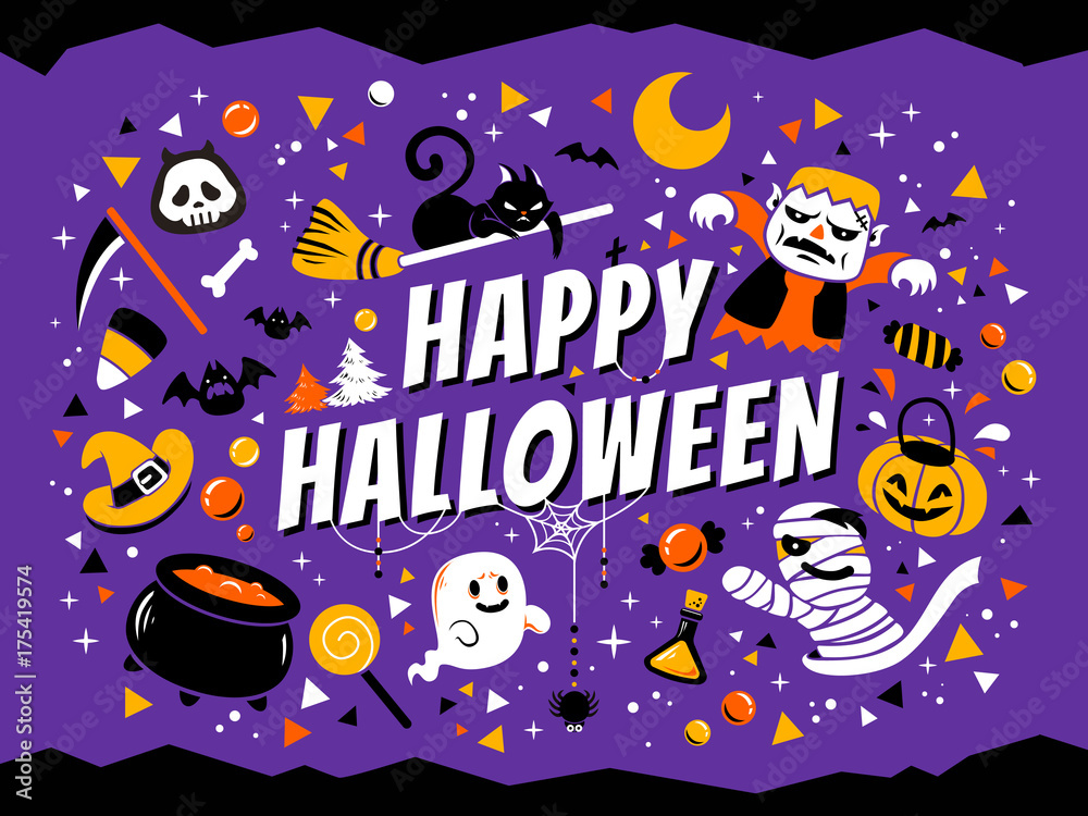 Fototapeta premium Happy halloween poster