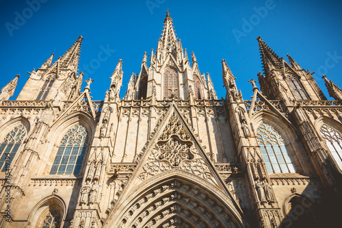 detail of architecture of the cathedral of Barcelona photo