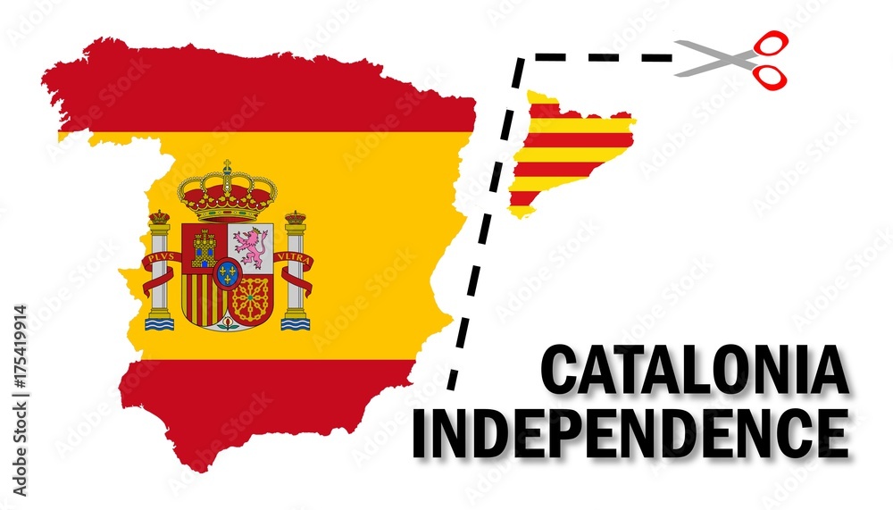 Obraz premium Illustration of Catalonia Separation from Spain. Catalan Independence Referendum, 2017.