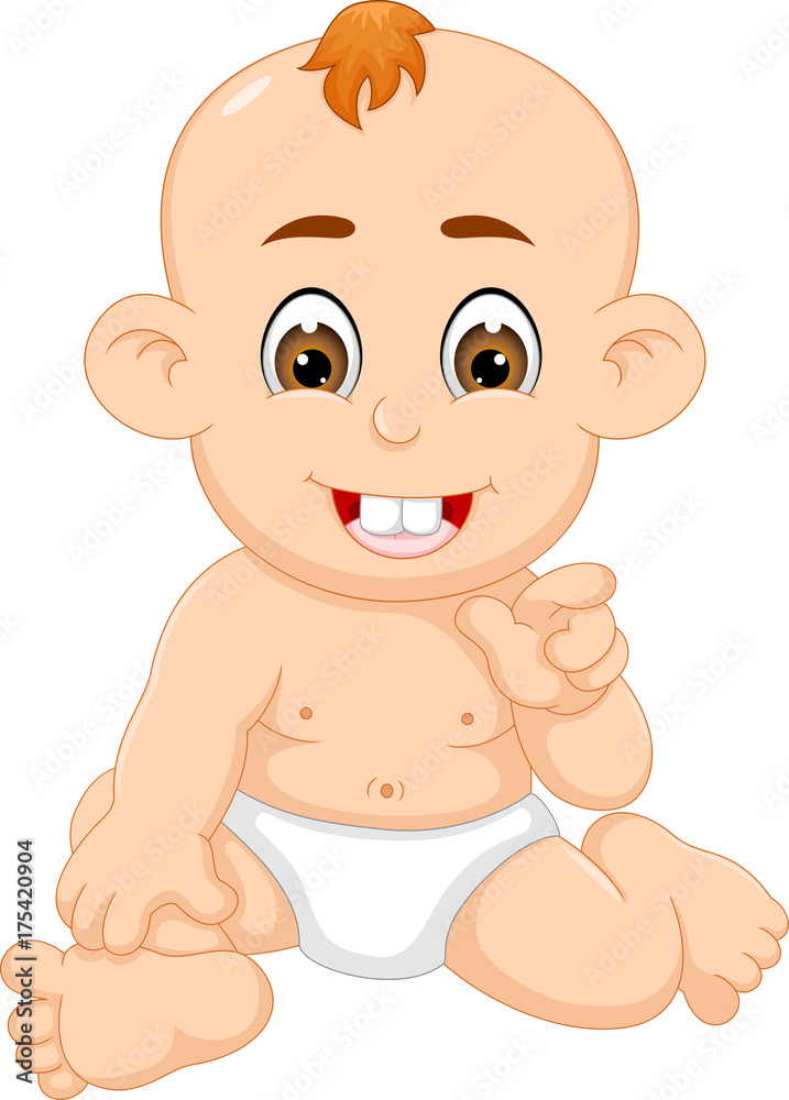 cute baby cartoon siting with smile cute baby cartoon siting with smile