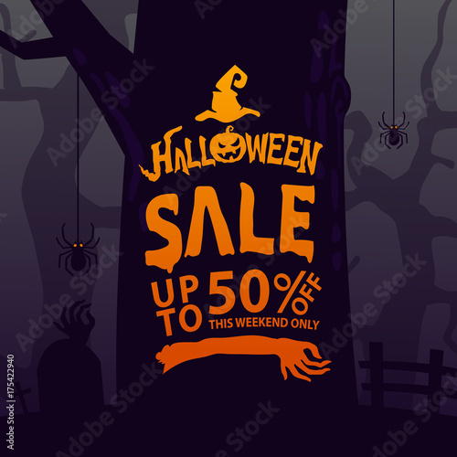 Halloween sale design template Vector illustration