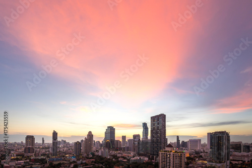 Bangkok city - beautiful sunset long exposure light , cityscape at night , landscape Bangkok Thailand