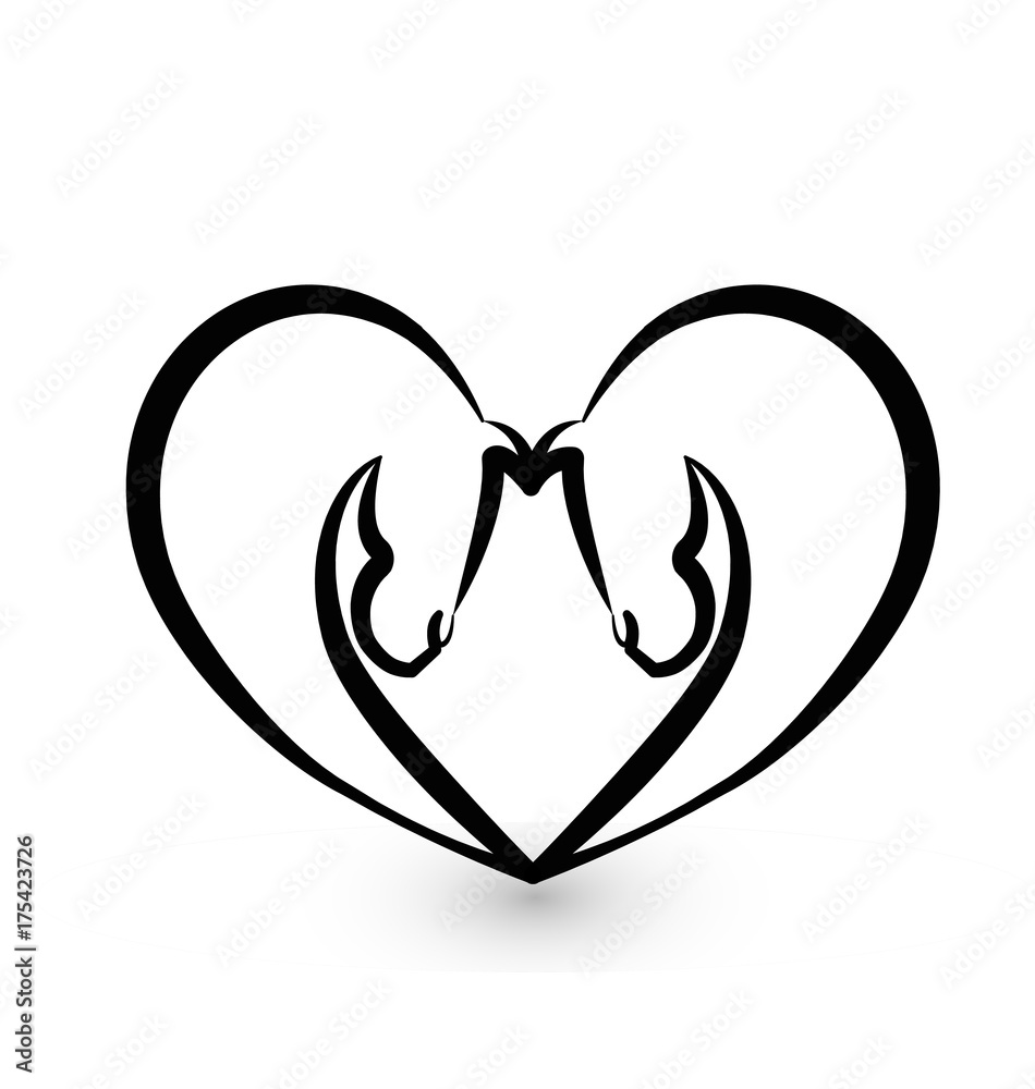 Loving horses caring for each other, icon vector Loving horses caring for each other, icon vector