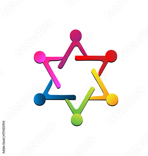 Teamwork people representing a star, vector icon