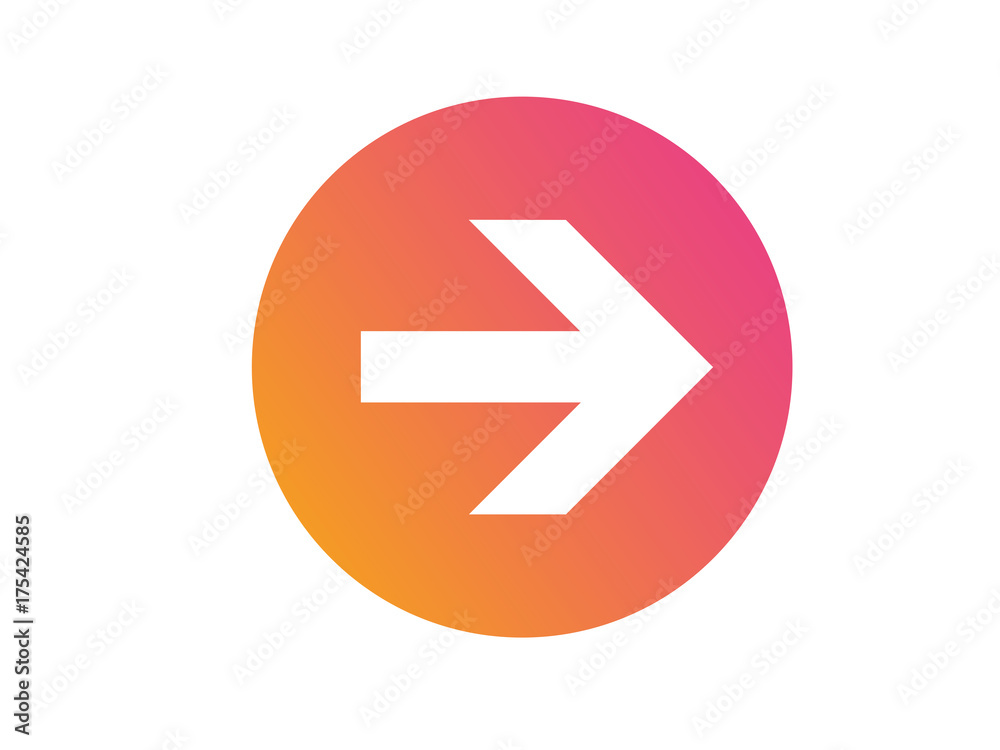Gradient orange to pink isolated arrow flat icon Gradient orange to pink isolated arrow flat icon