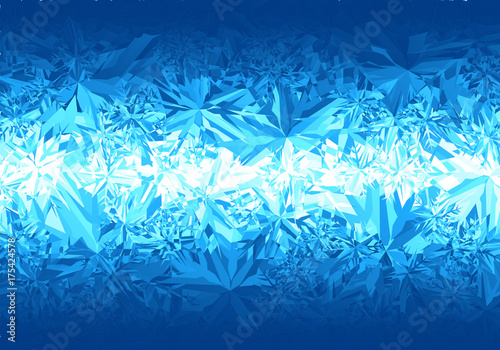 Winter blue frost pattern on white background
