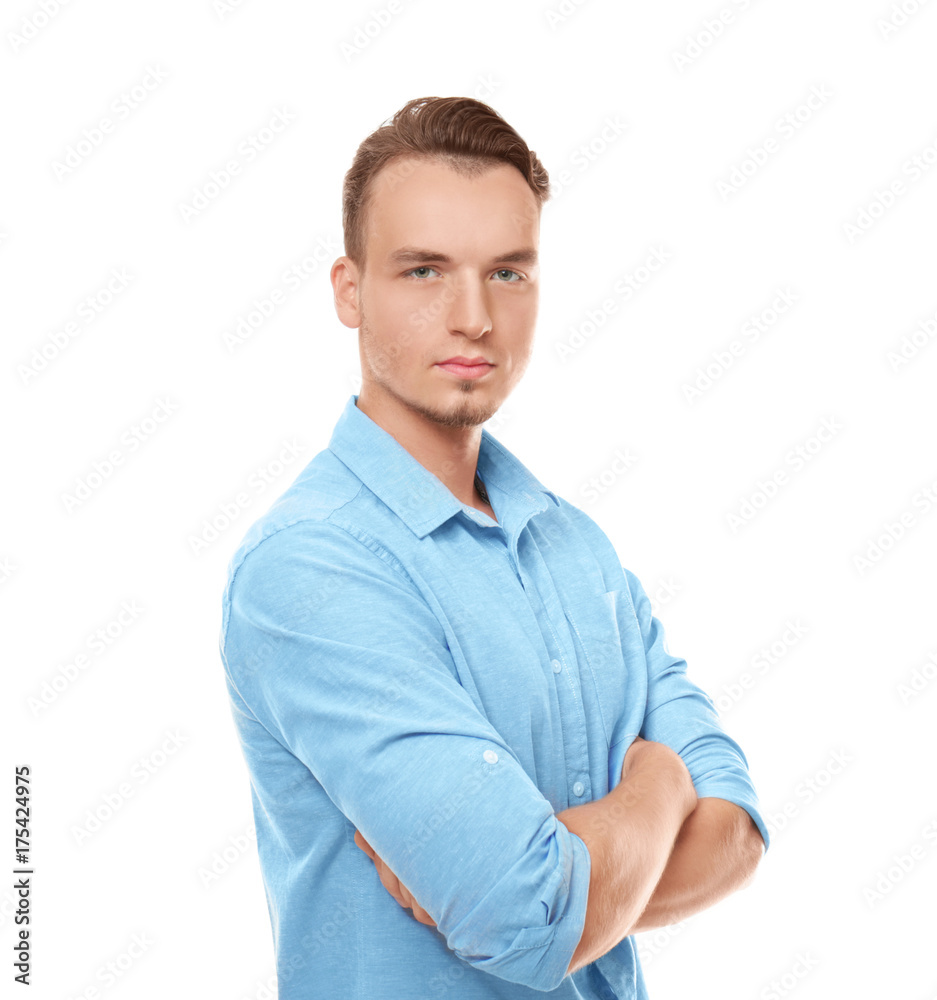 Portrait of young man on white background Portrait of young man on white background