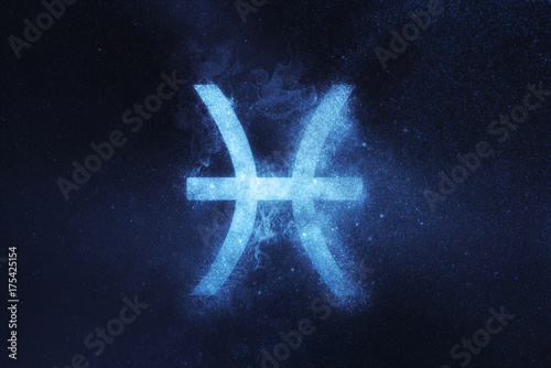 Pisces Zodiac Sign . Abstract night sky background