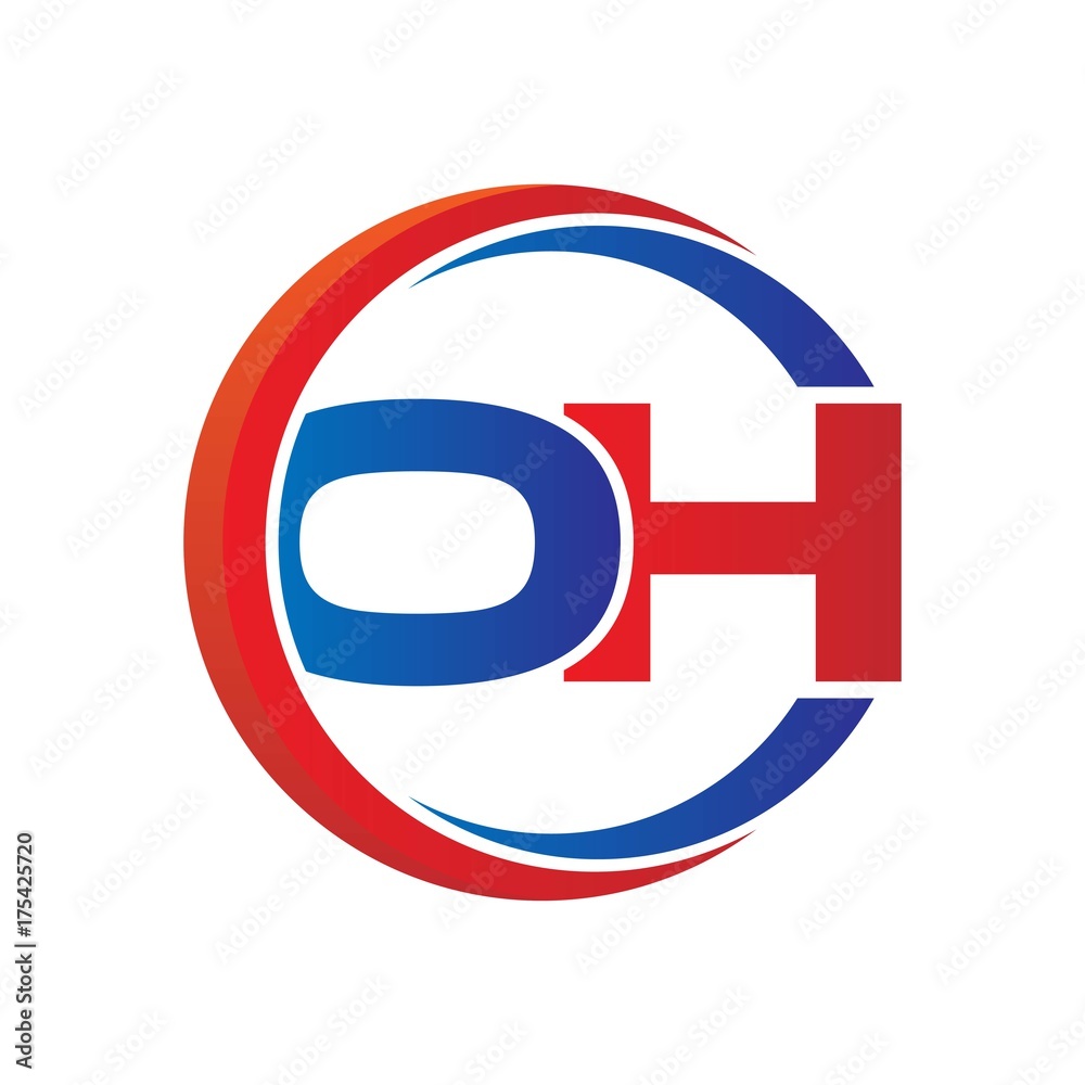 oh logo vector modern initial swoosh circle blue and red oh logo vector modern initial swoosh circle blue and red