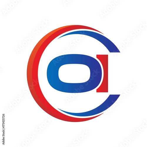 oi logo vector modern initial swoosh circle blue and red