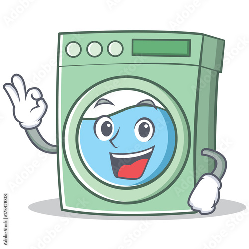 Okay washing machine character cartoon