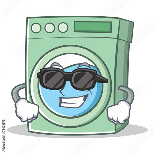 Super cool washing machine character cartoon