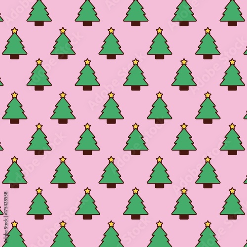 seamless pattern christmas tree pine star celebration