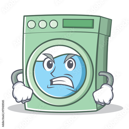 Angry washing machine character cartoon