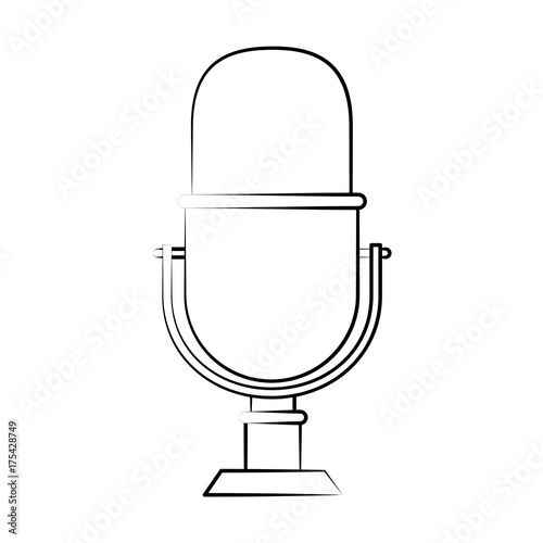 vintage microphone icon image vector illustration design  black sketch line