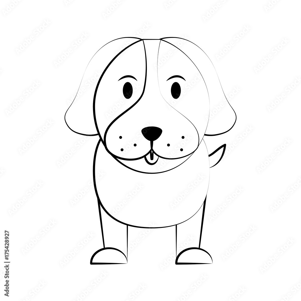 Fototapeta premium dog cartoon frontview icon image vector illustration design black sketch line