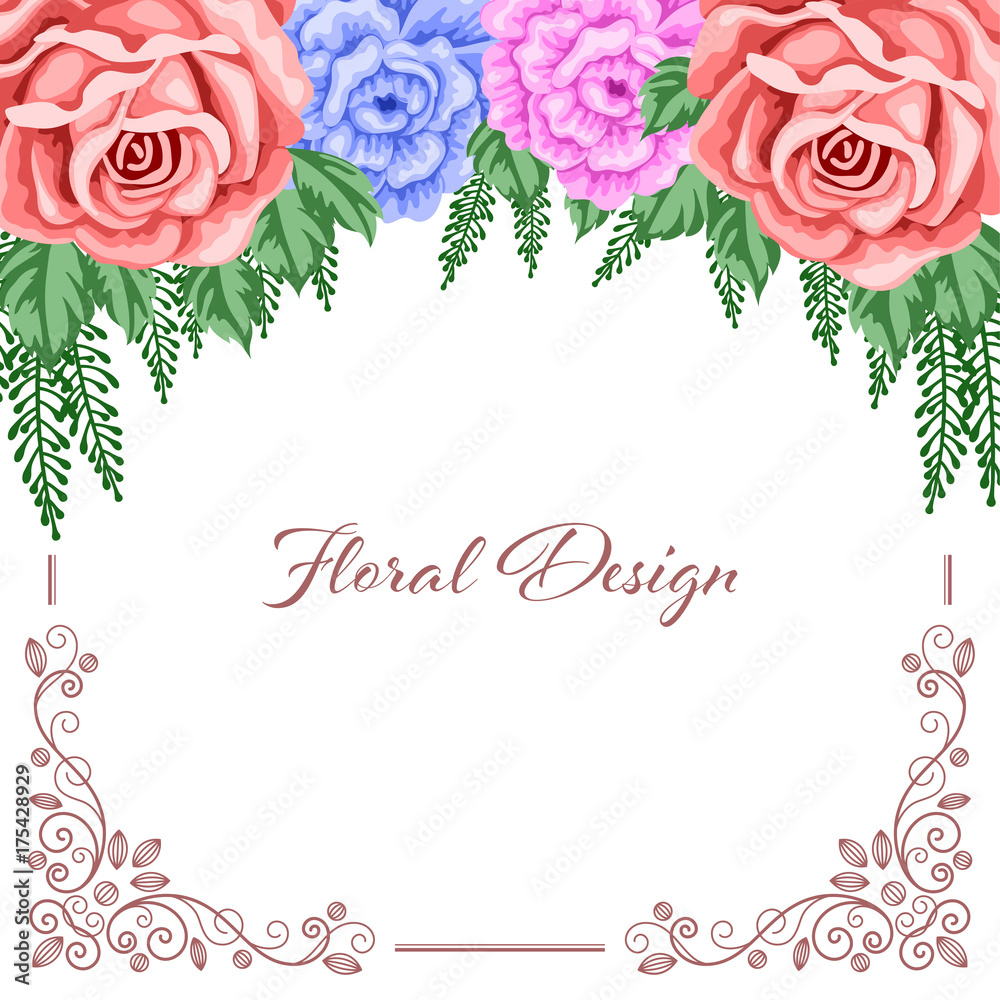 Background with flowers and lace frame for wedding invitation, save the date or bridal shower card. Vector Illustration in retro style
