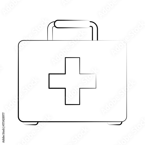 first aid kit healthcare icon image vector illustration design black sketch line