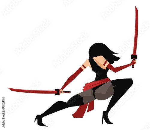 female ninja with two swords