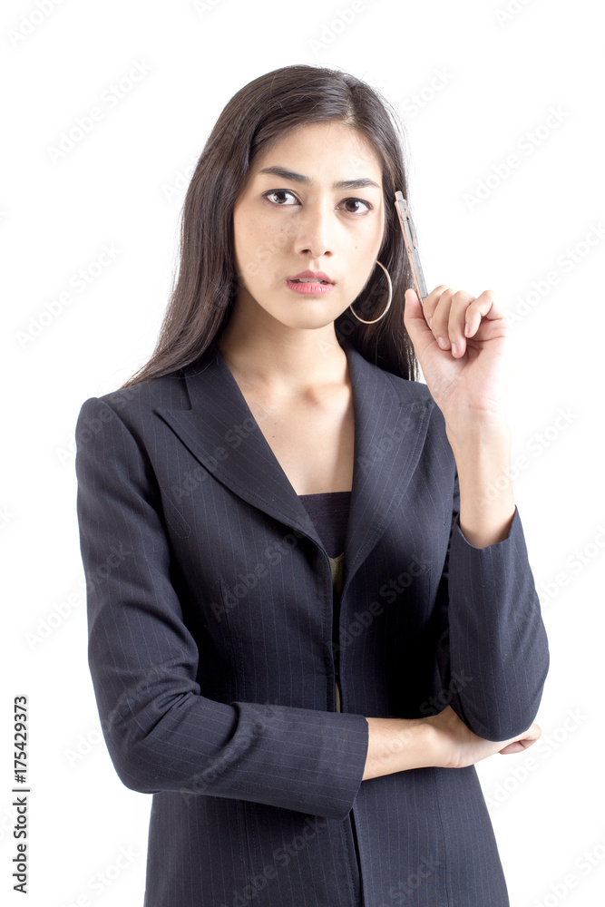 Asian Business Woman smiling, Woman stand and smile, isolated on white background, Woman working concept. Asian Business Woman smiling, Woman stand and smile, isolated on white background, Woman working concept.