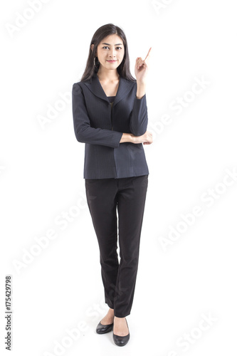 Asian Business Woman smiling, Woman stand and smile, isolated on white background, Woman working concept.