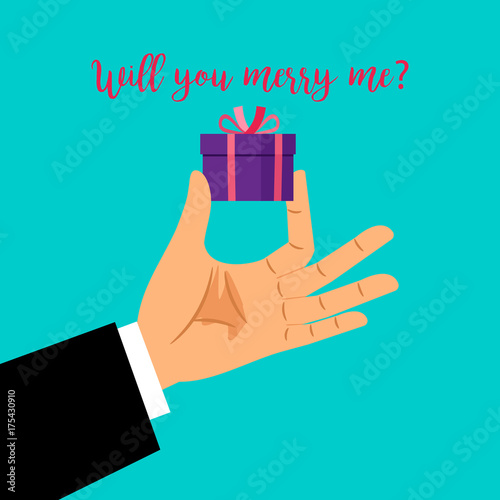 Man hand with gift box