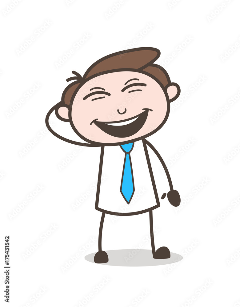 Funny Young Boy Laughing Loudly Vector Illustration