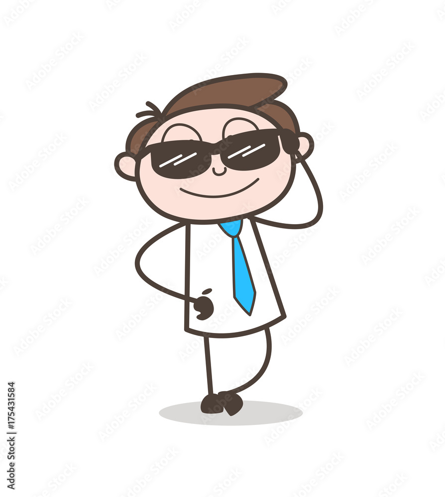 Modern Young Boy with Black Sunglasses Vector