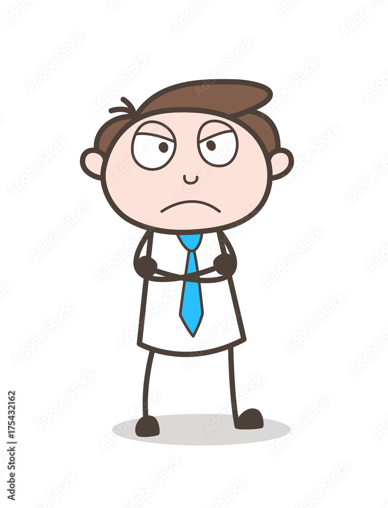Angry Mood Business Cartoon Man