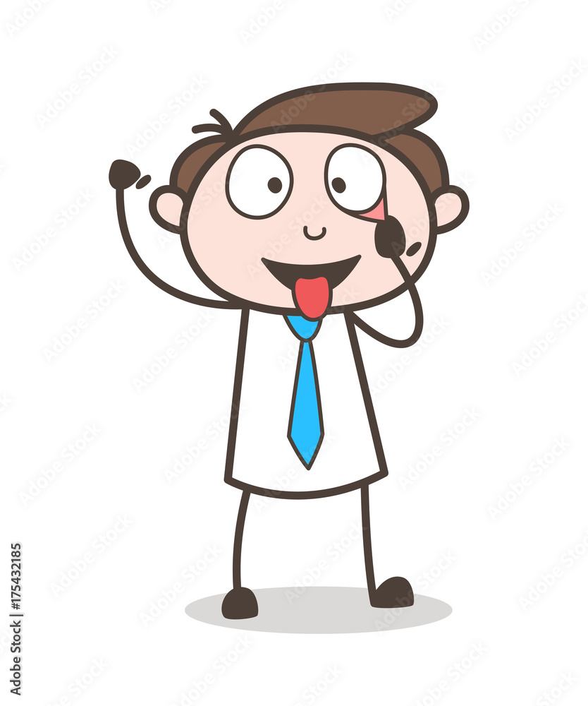 Funny Client Showing Eyes for Checkup Process Funny Client Showing Eyes for Checkup Process