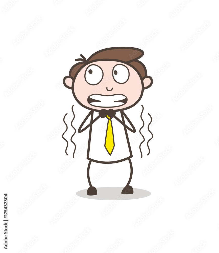 Cartoon Worker Shivering in Fear Vector Concept Cartoon Worker Shivering in Fear Vector Concept