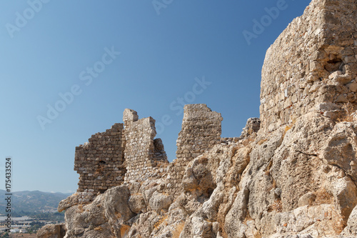 Ruins of the medieval Feraklos castle, Rhodes island, Greece