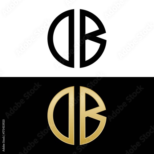 ob initial logo circle shape vector black and gold