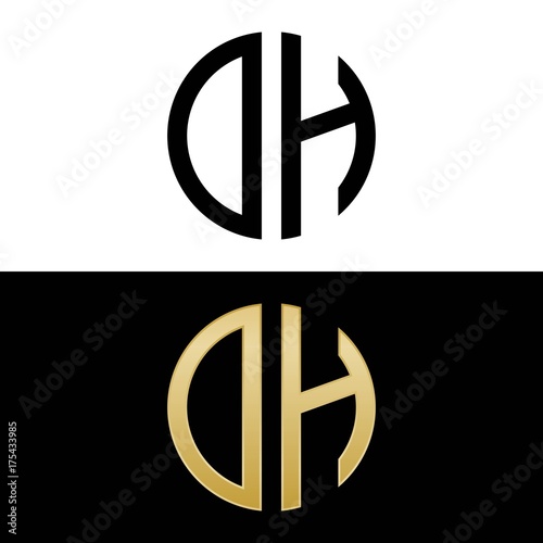 oh initial logo circle shape vector black and gold