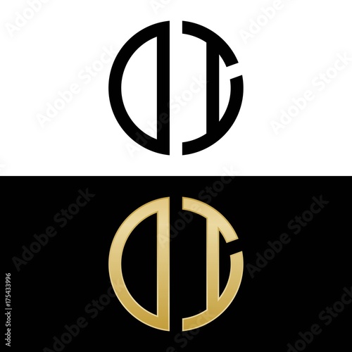 oi initial logo circle shape vector black and gold