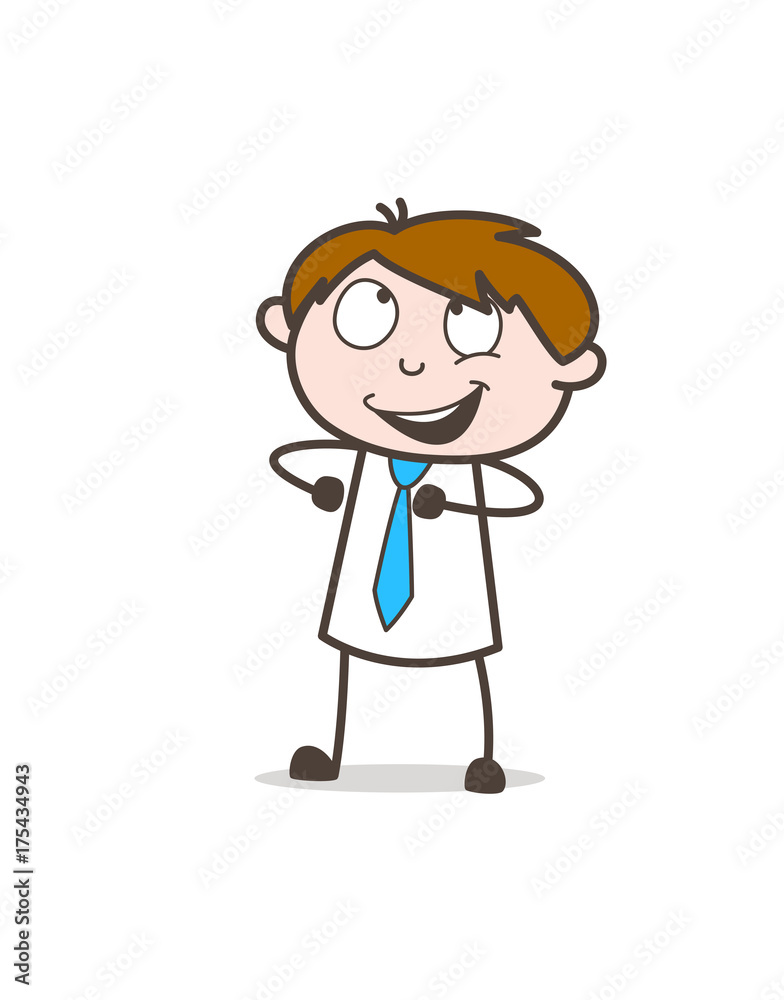 Happy Young Businessman Feeling Proud Vector Concept