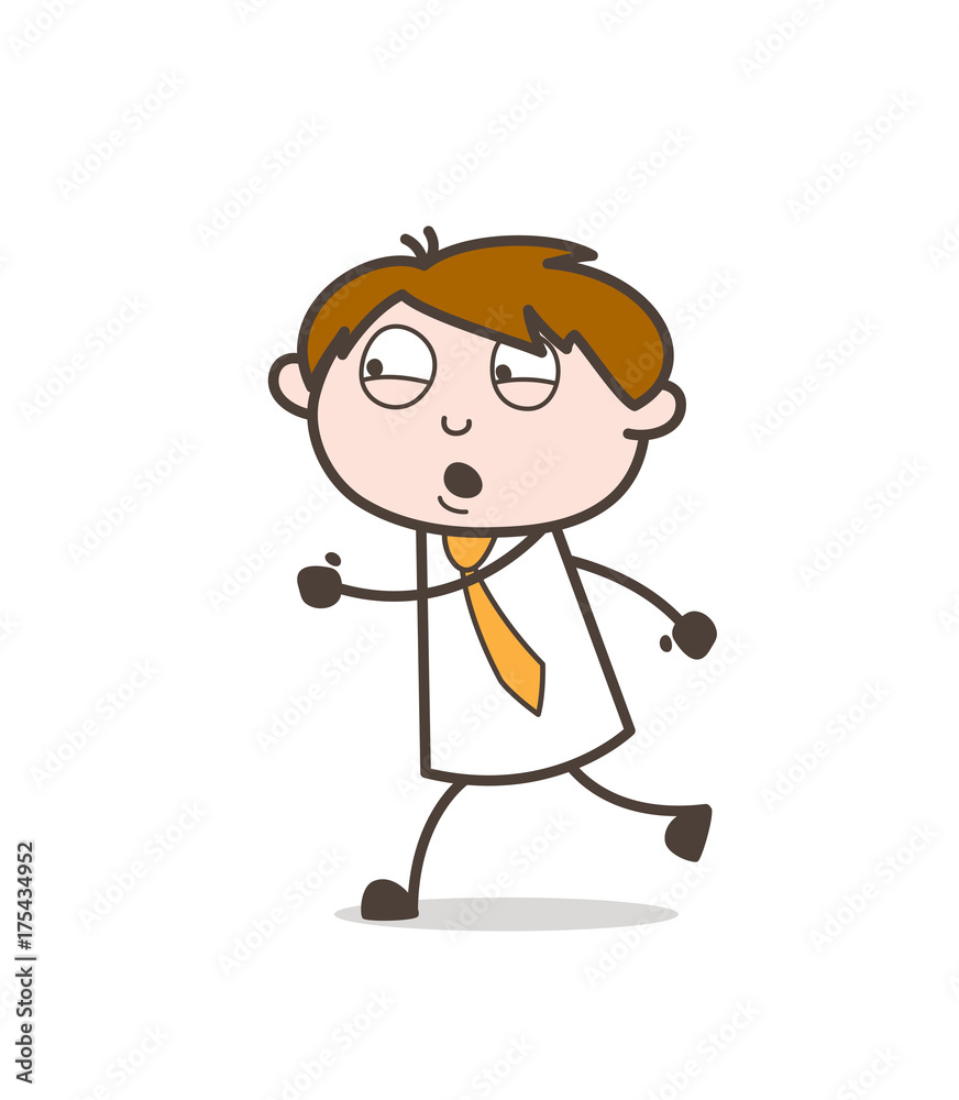 Running Office Employee in Hurry Vector Illustration Running Office Employee in Hurry Vector Illustration