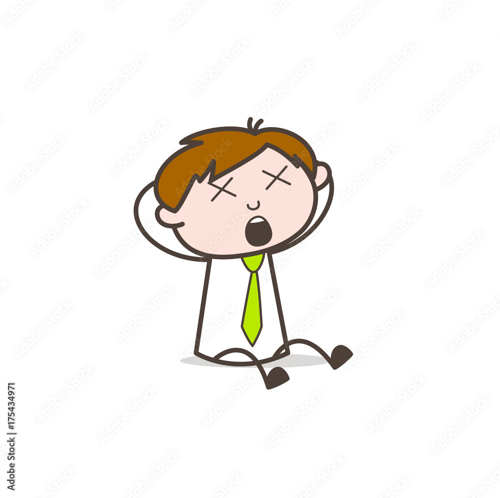 Dizzy Face Young Boy Character Vector Illustration
